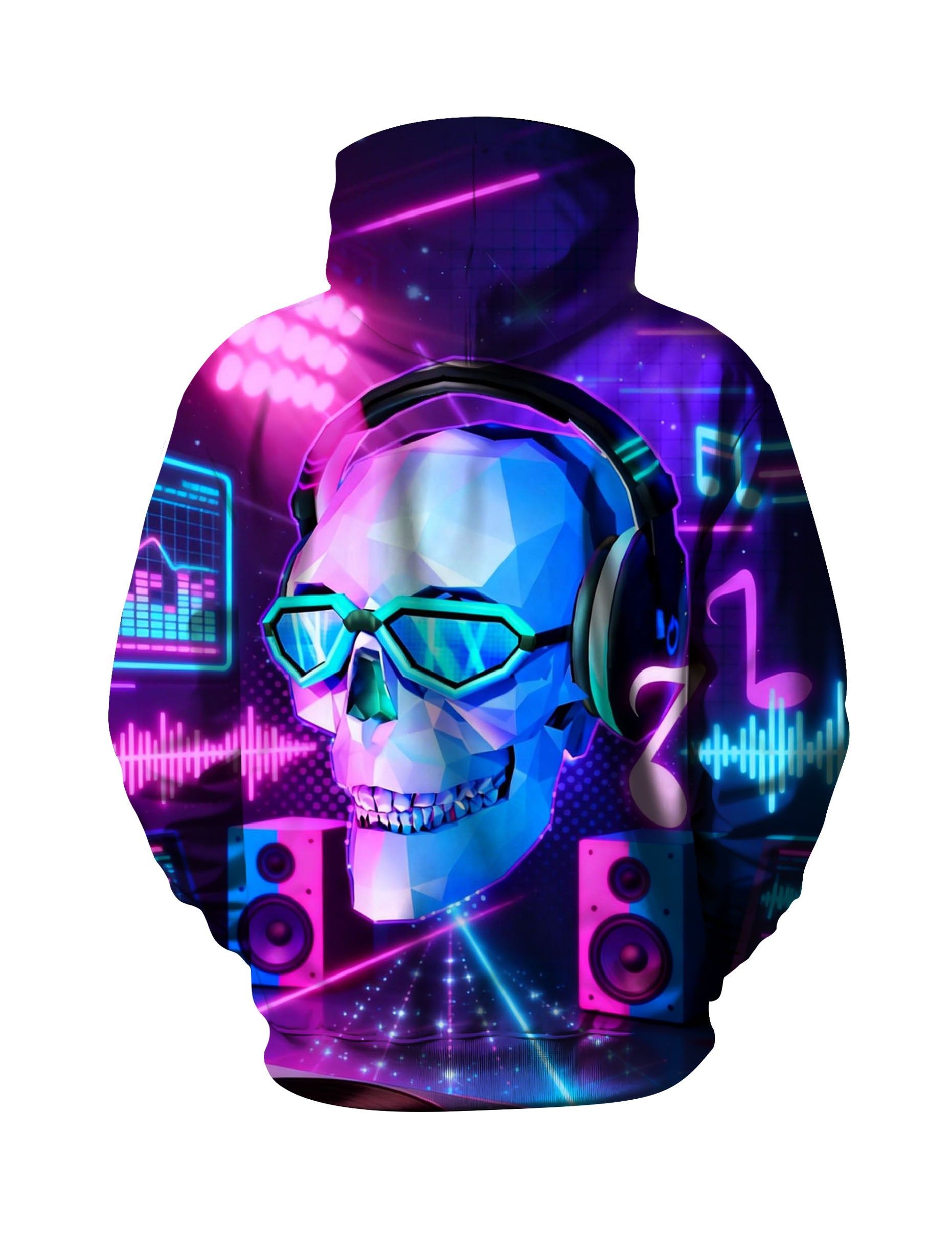 Neon Skull 3D All Over Print Hoodie for Men Women Streetwear Vibe
