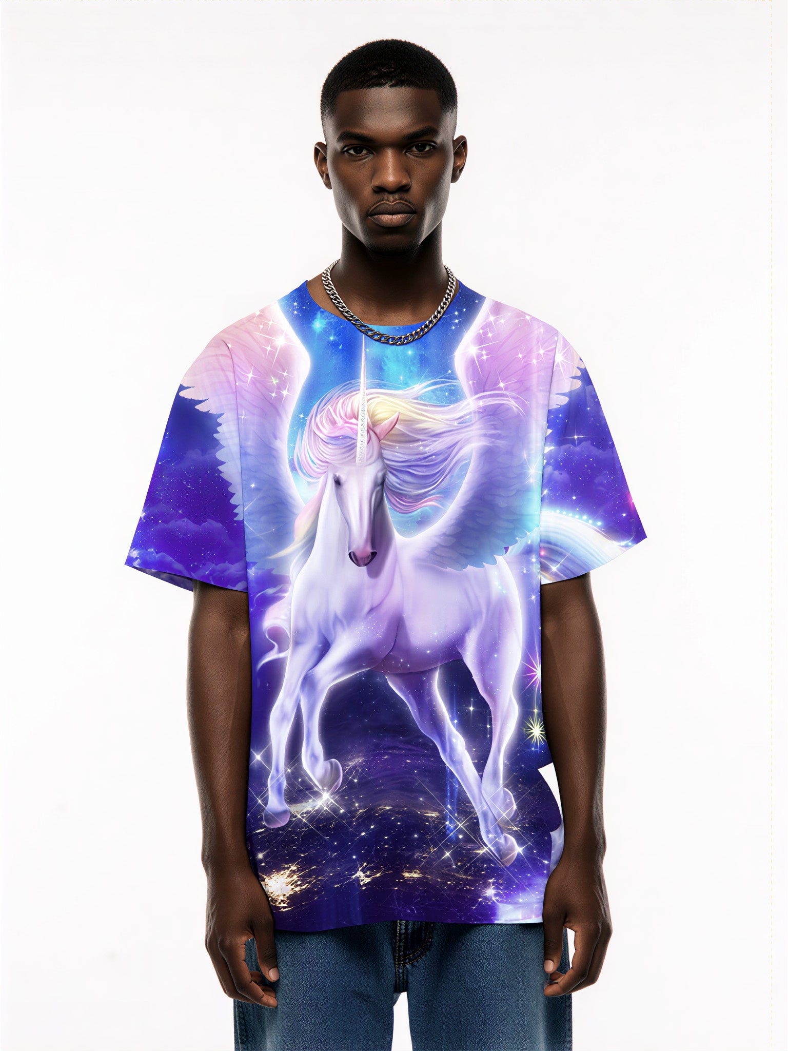 3D All Over Print Unicorn T-Shirt for Men Women Galaxy Winged Horse Fantasy Style