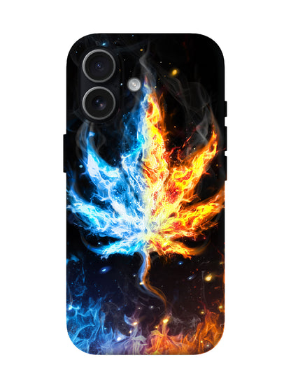 Flame and Ice Leaf Cyberpunk Tough Phone Case