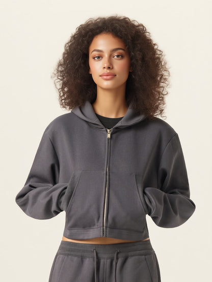350g Heavyweight French Terry Cropped Hoodie