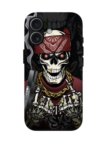 Skull with Bandana and Gun Edgy Hardcore Tough Phone Case