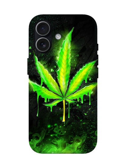 Neon Cannabis Leaf Edgy Statement Phone Case