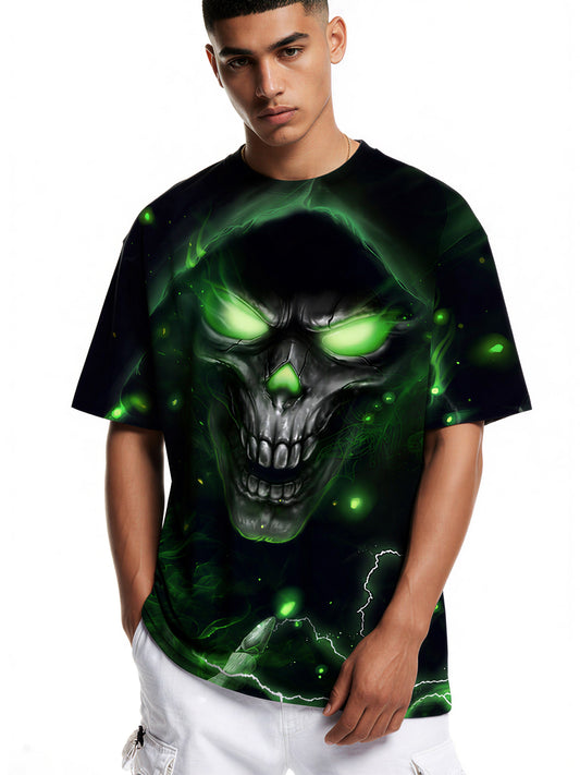 Men Women 3D All Over Print Skull Green Glow T-Shirt Graphic Sweatshirt