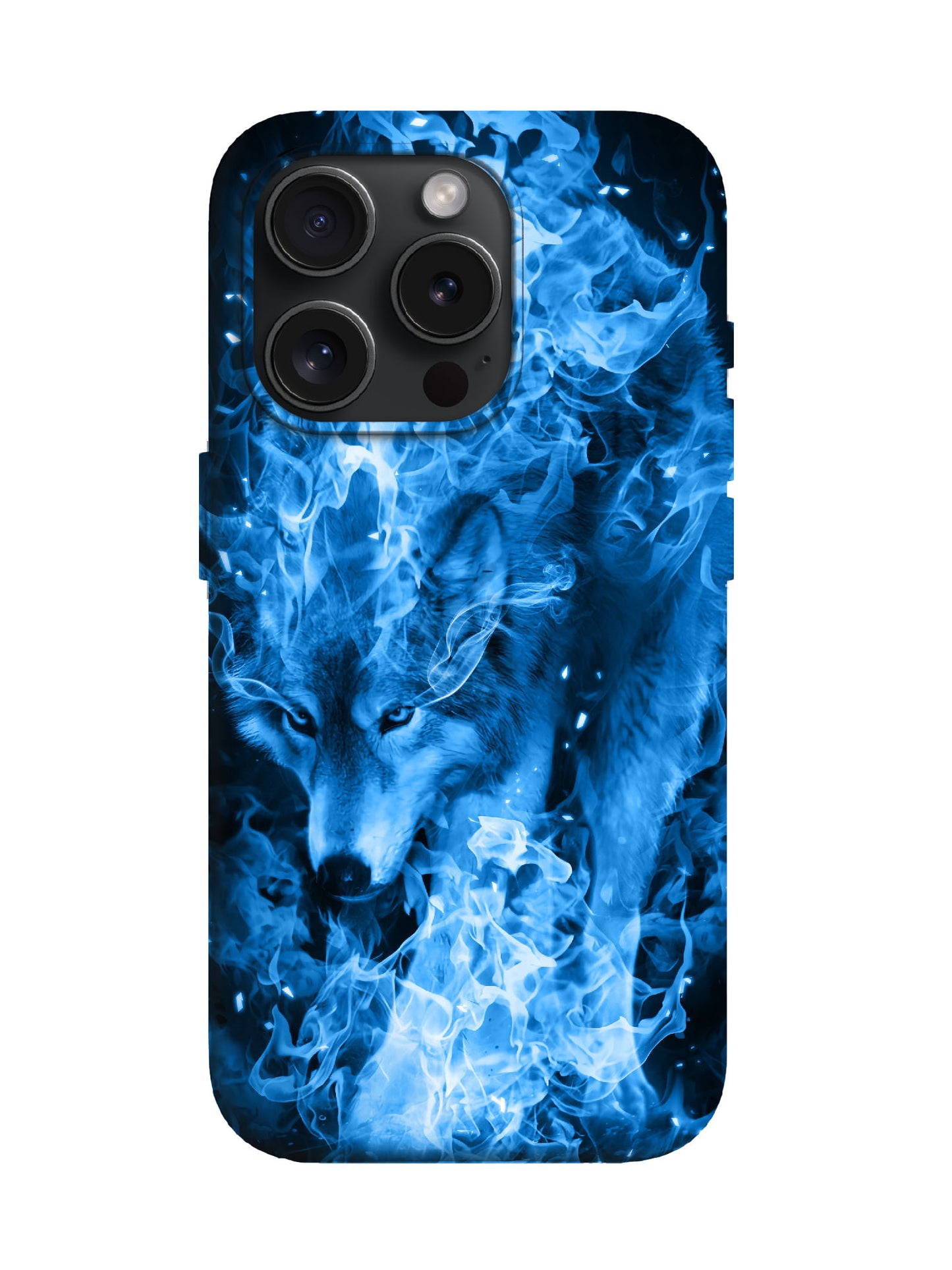 Blue Flame Wolf Edgy Cyberpunk Tough Phone Case