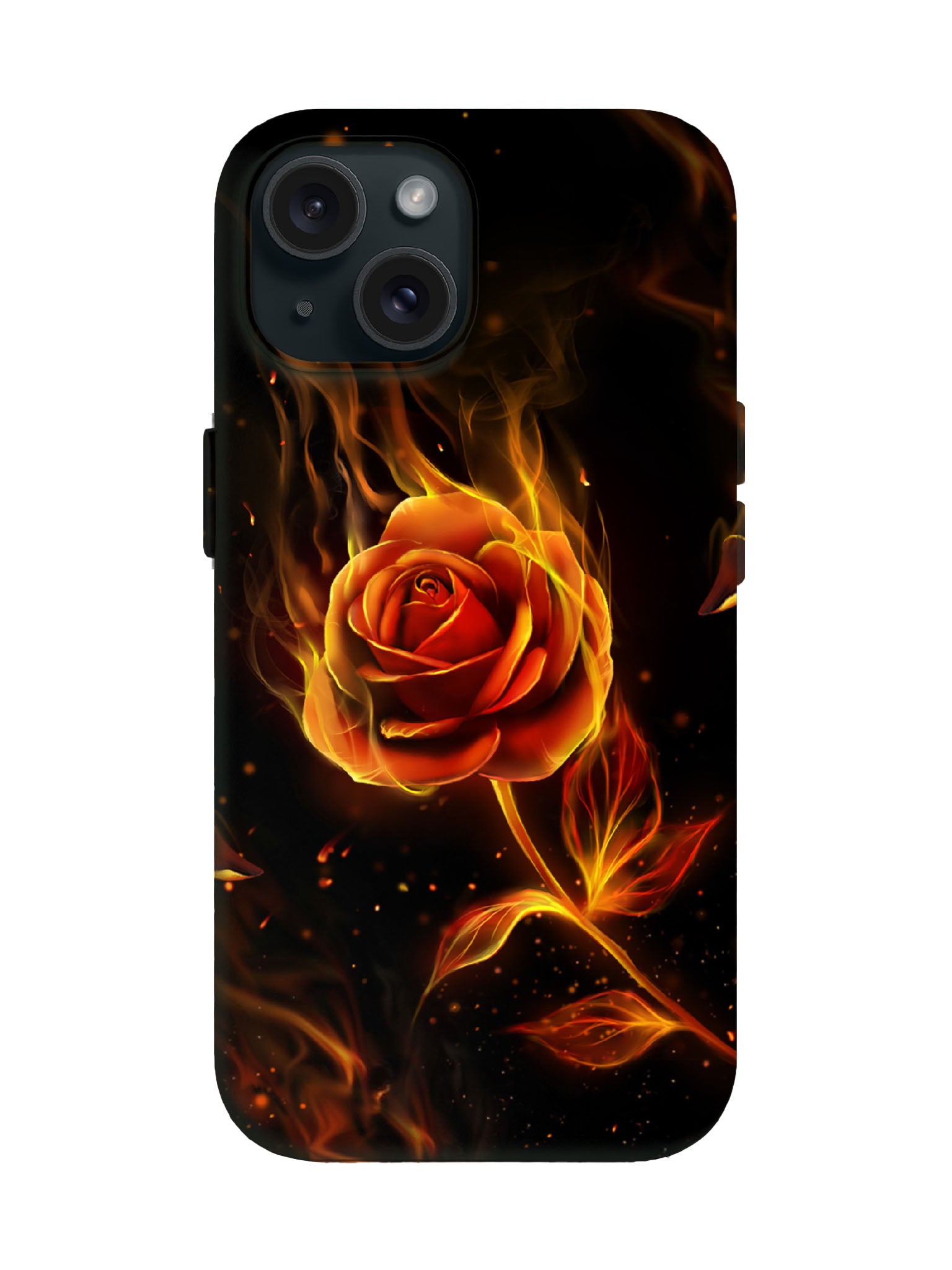 Flame Rose Edgy Cyberpunk Tough Phone Case