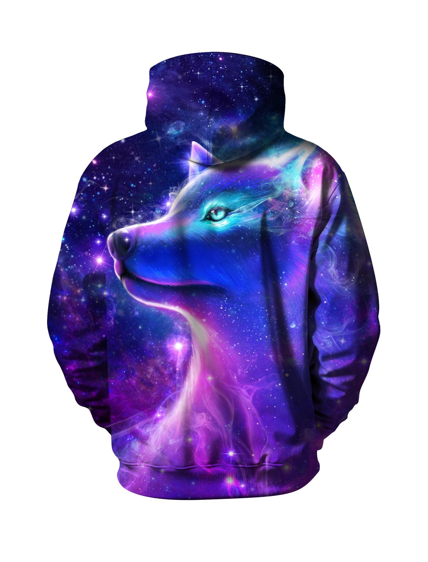 Galaxy Wolf Silhouette 3D Print Hoodie | Oversized Space Graphic Pullover