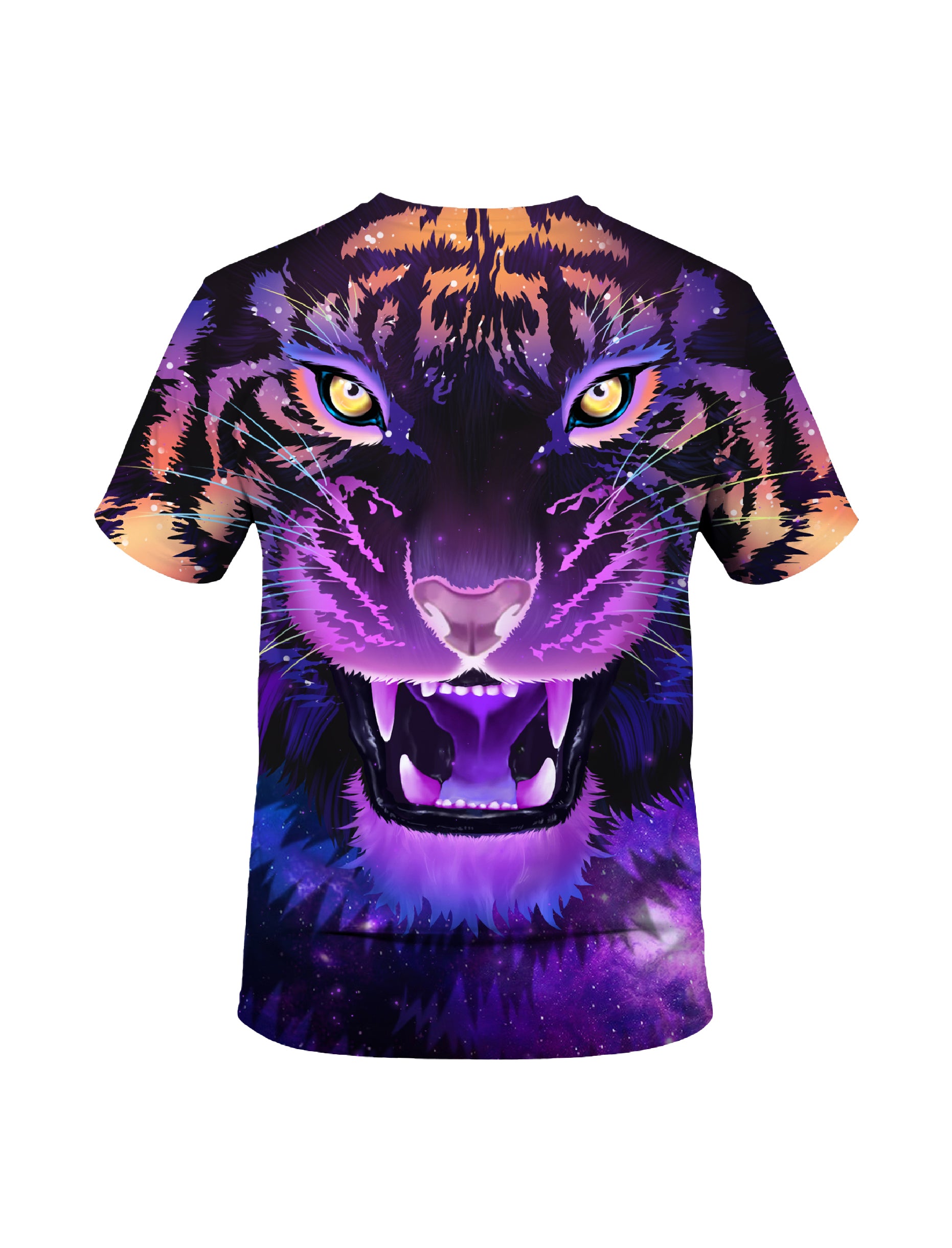 3D All Over Print Galaxy Tiger Face T-Shirt Men Women Cosmic Art Style