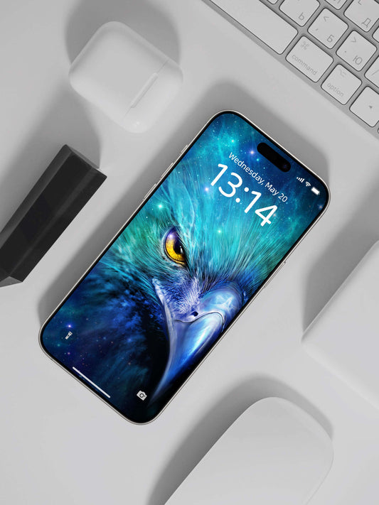 Cosmic Blue Eagle Head Phone Wallpaper