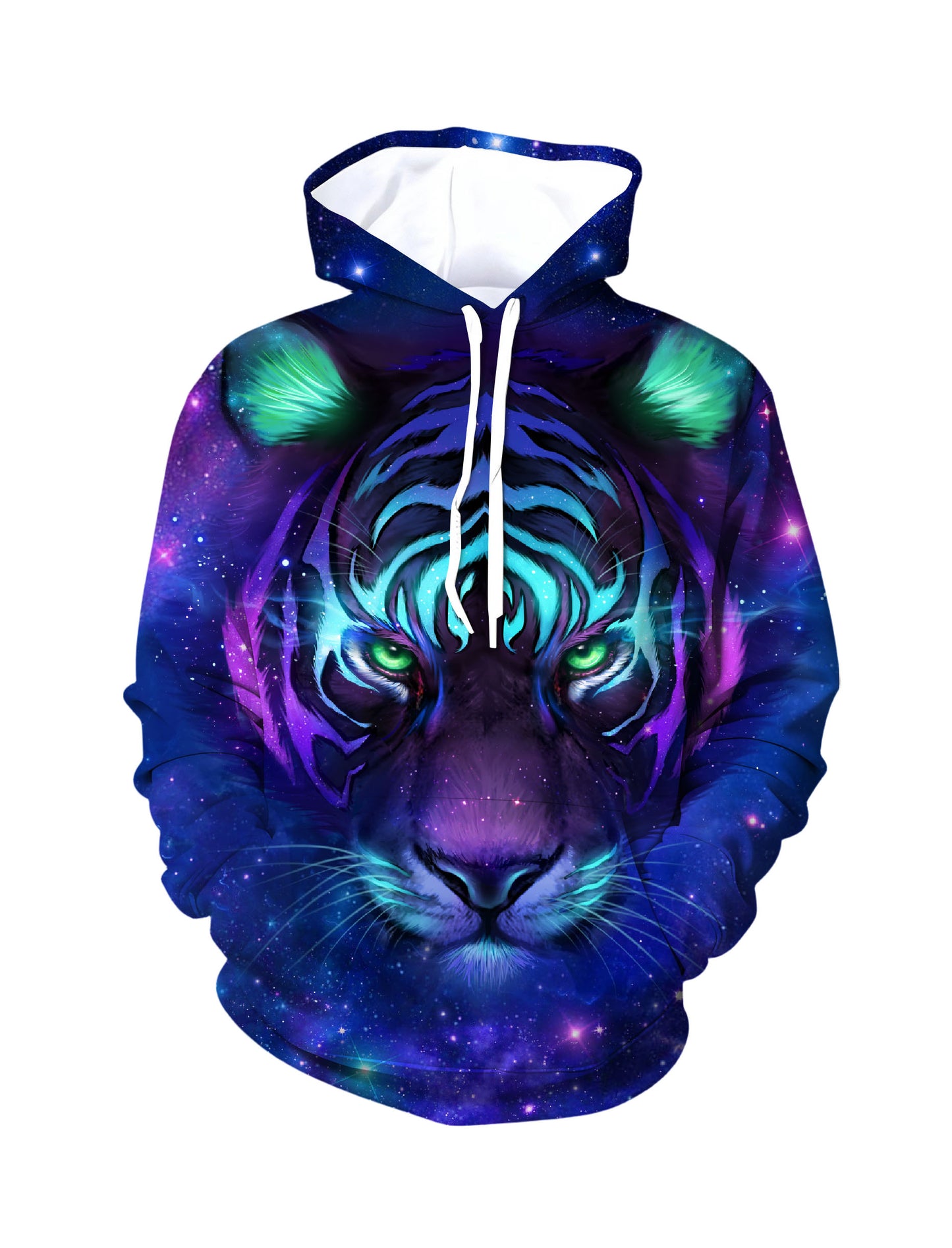 Men Women 3D All Over Print Galaxy Tiger Hoodie Sweatshirt Space Graphic Pullover