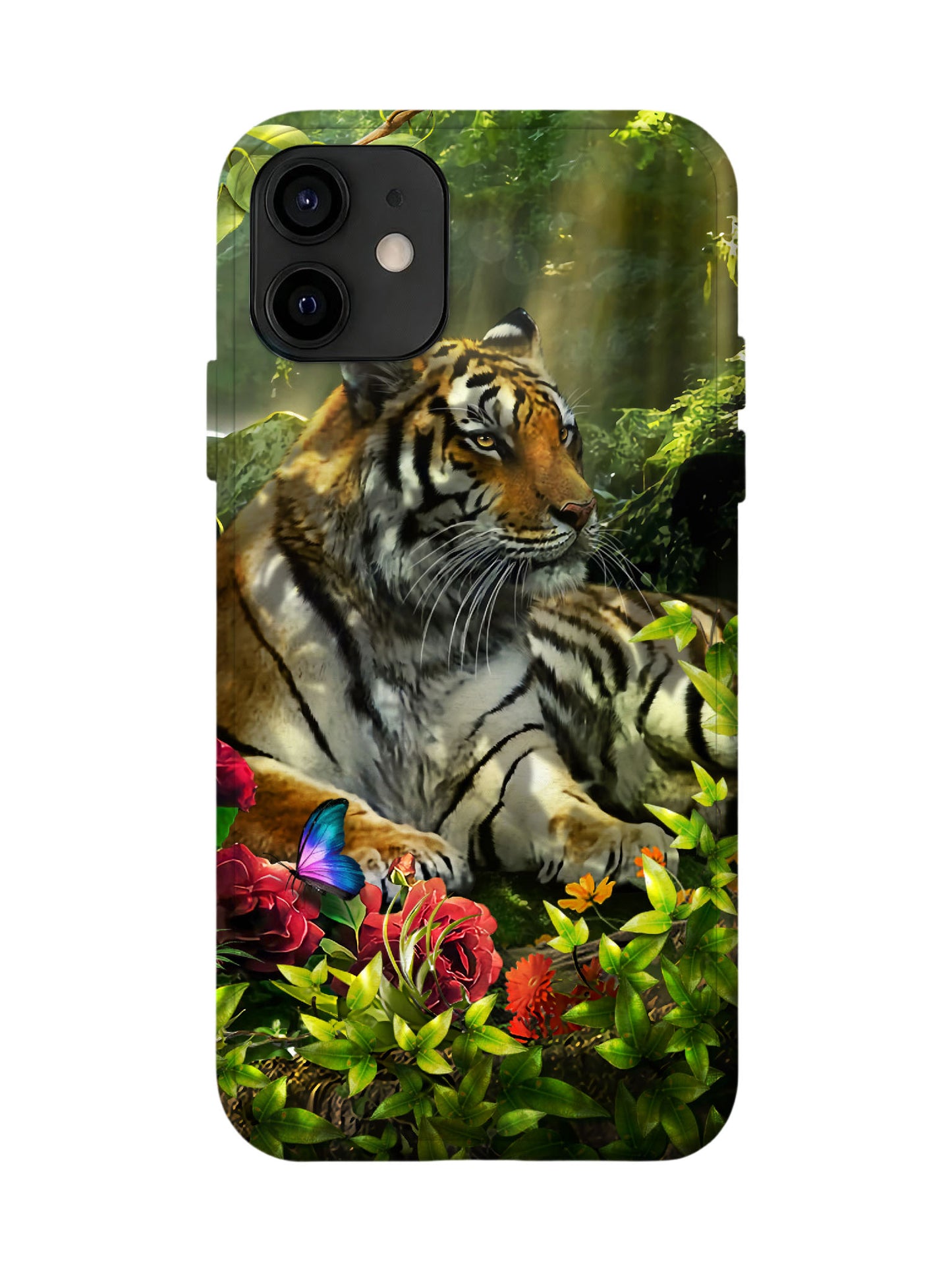 Tiger in Jungle with Butterflies Edgy Statement Protective Phone Case
