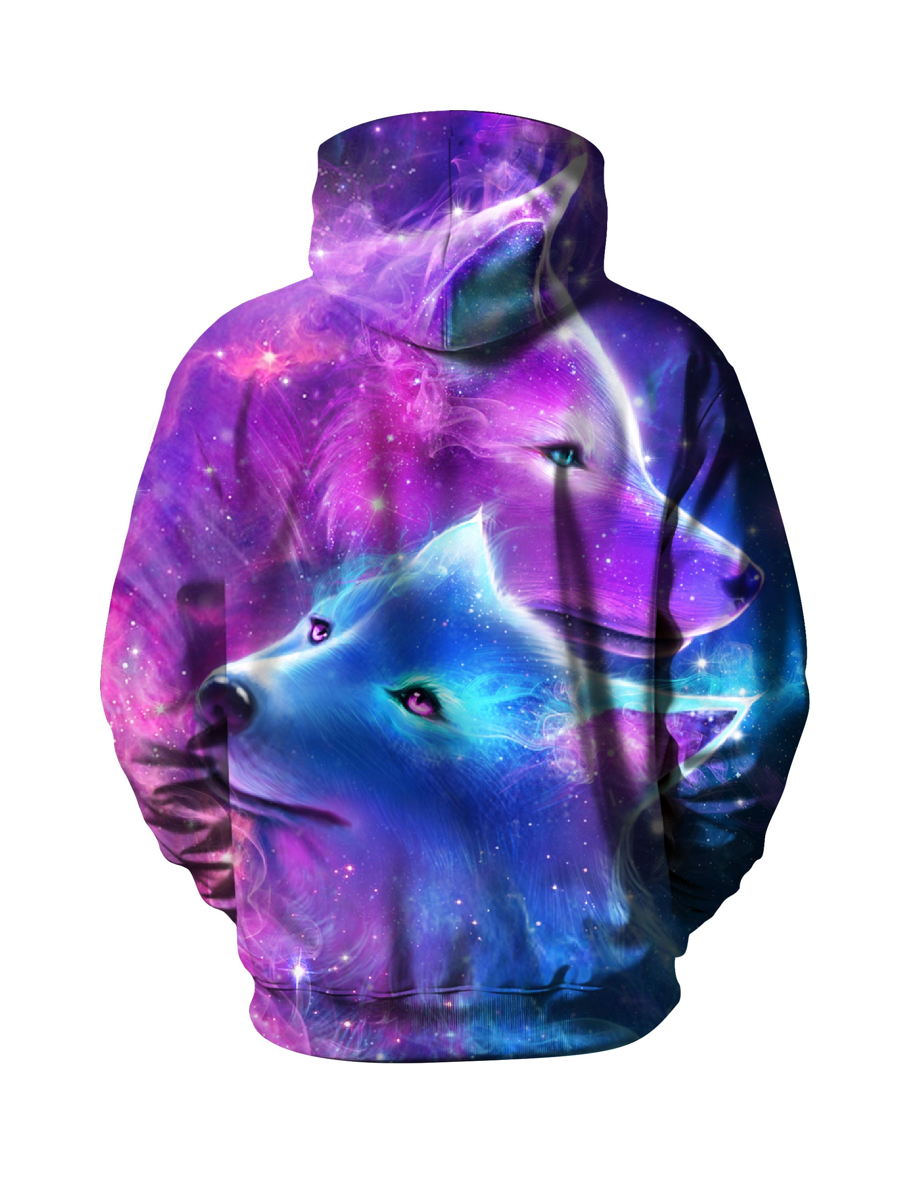 Galaxy Twin Wolves 3D Print Hoodie | Oversized Space Graphic Pullover