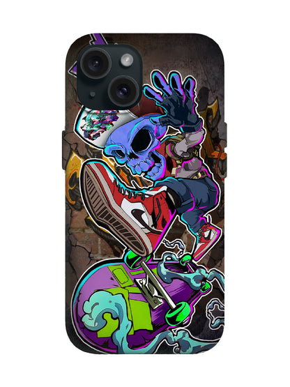 Skull and Skateboard Cyberpunk Edgy Tough Phone Case