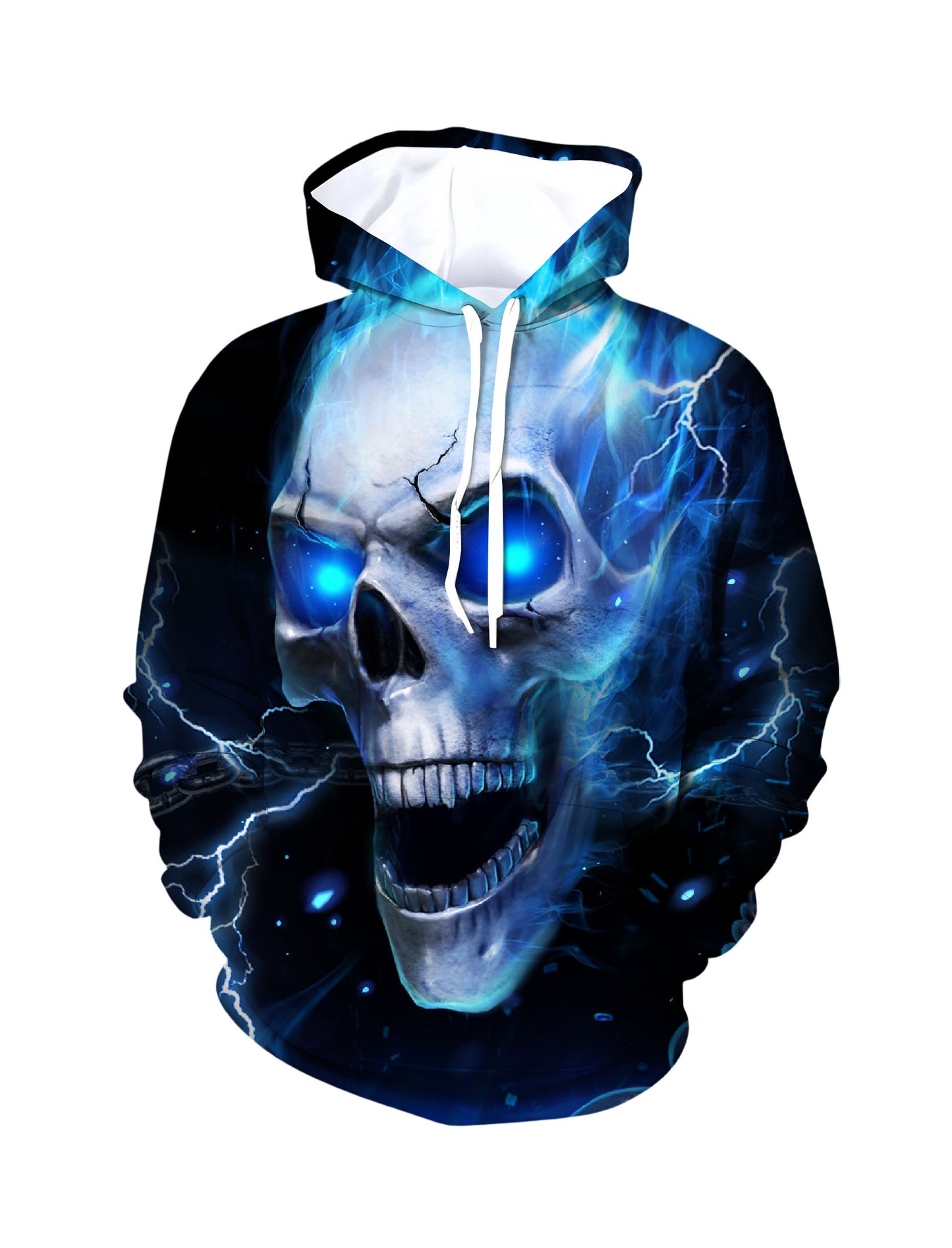 Hoodie 3D All Over Print Electric Skull Glow Eyes Streetwear Unisex Soft Comfortable
