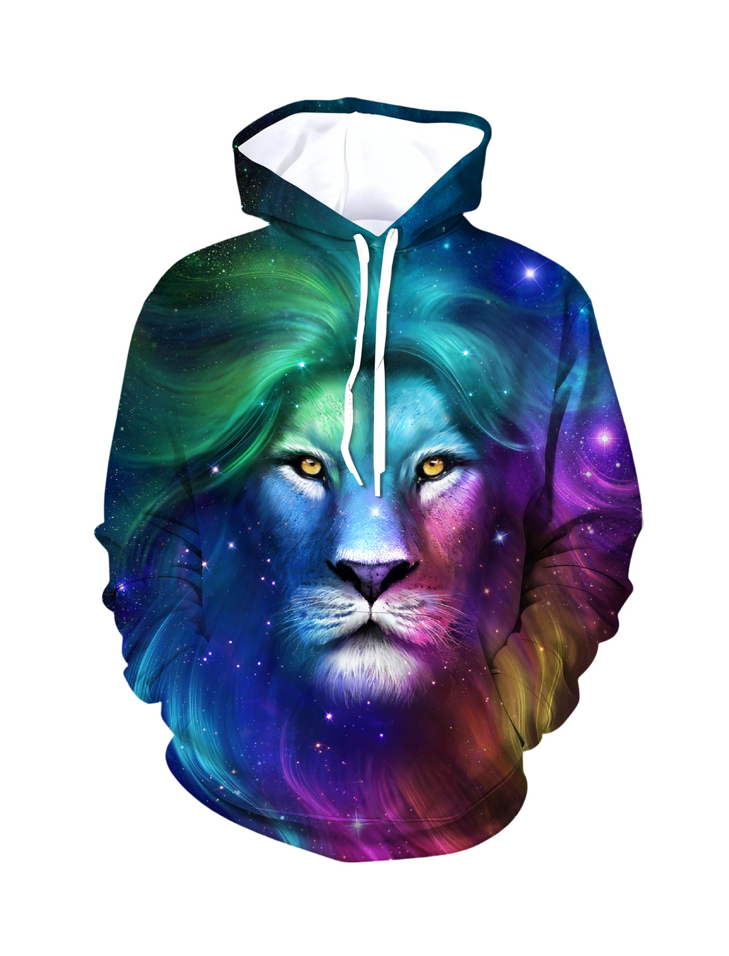 3D All Over Print Lion Galaxy Hoodie for Men Women, Cosmic Space Art Sweatshirt