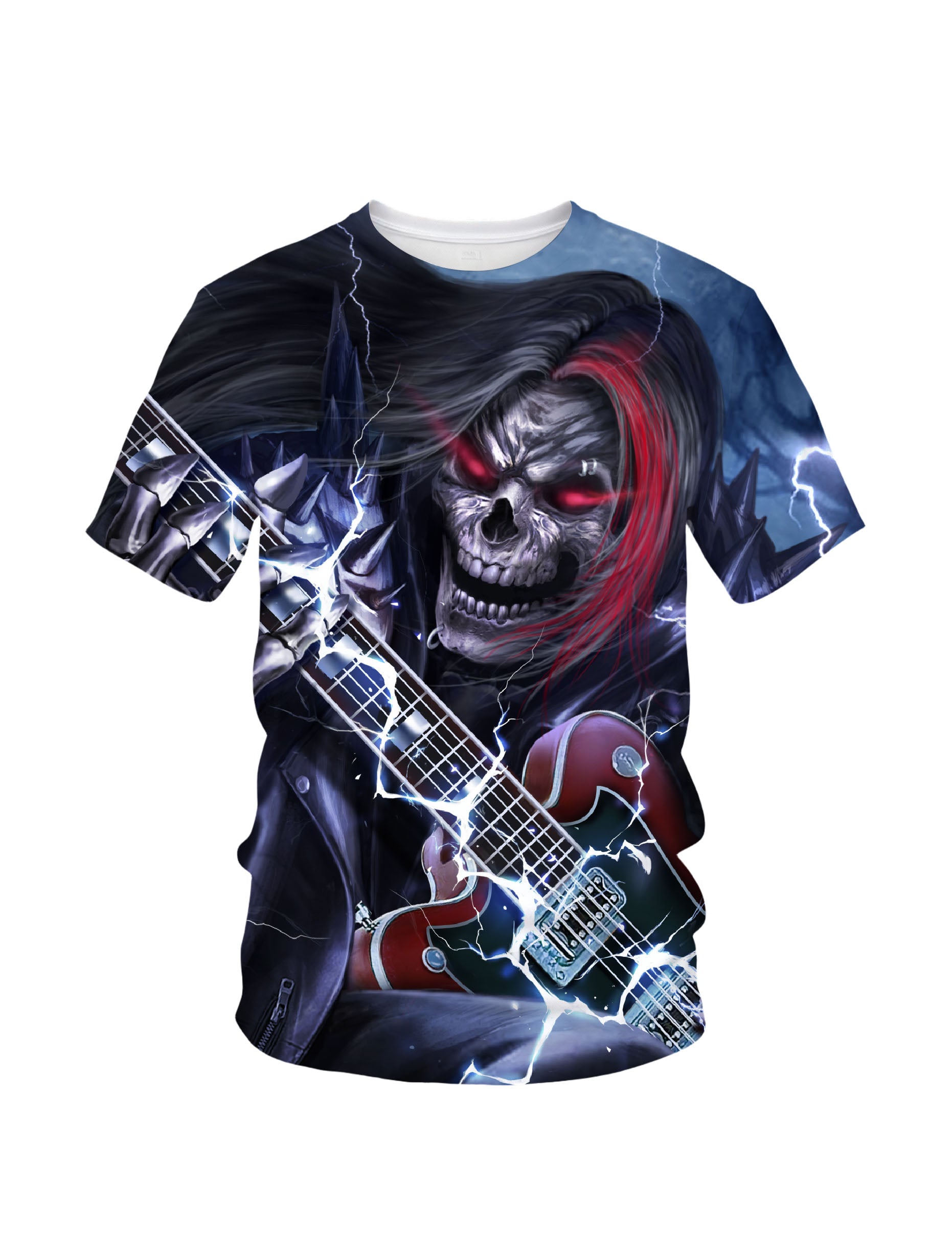 Men Women 3D All Over Print Skull Guitar Rock T-Shirt
