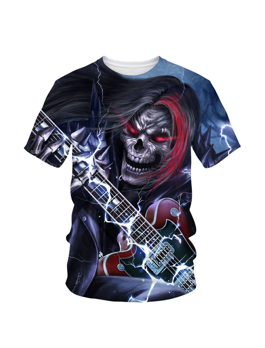 Men Women 3D All Over Print Skull Guitar Rock T-Shirt