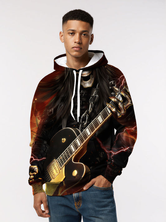 Rock Skull Guitar 3D All Over Print Hoodie Unisex Streetwear Cotton Blend