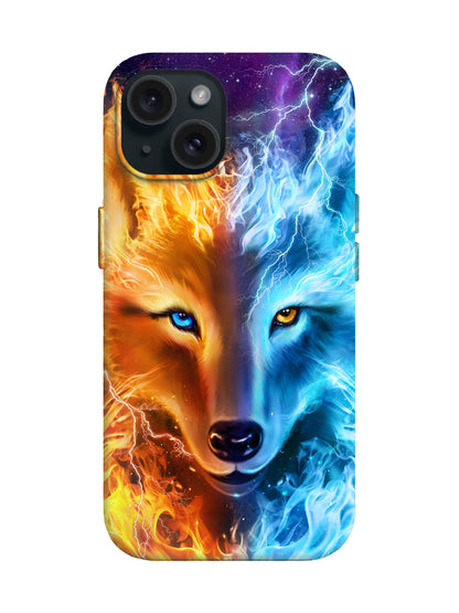 Flame and Lightning Wolf Face Edgy Cyberpunk Protective Phone Case