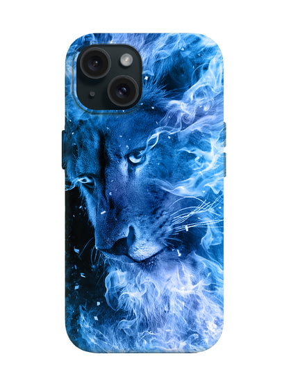Blue Flame Lion Edgy Cyberpunk Tough Phone Case