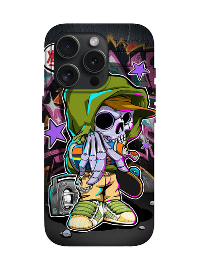 Skull Graffiti Edgy Cyberpunk Tough Phone Case