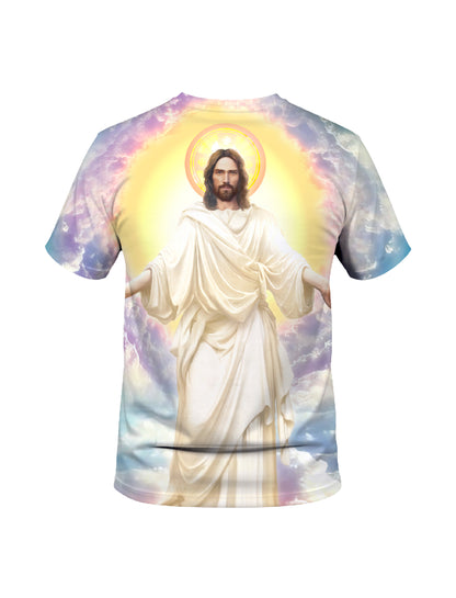 Jesus Christ 3D All Over Print T-Shirt for Men Women Divine Sky Halo Religious Graphic Sweatshirt