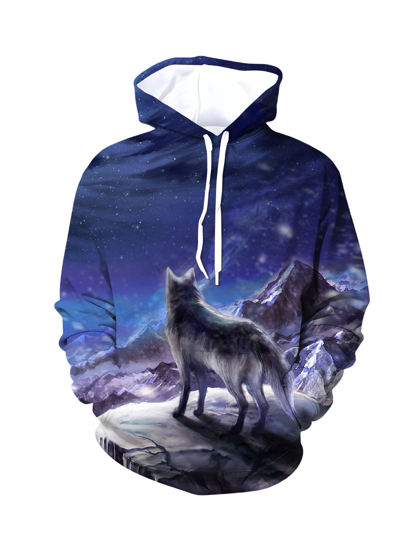 Wolf Mountain 3D All Over Print Hoodie for Men Women, Starry Night Graphic Pullover Sweatshirt