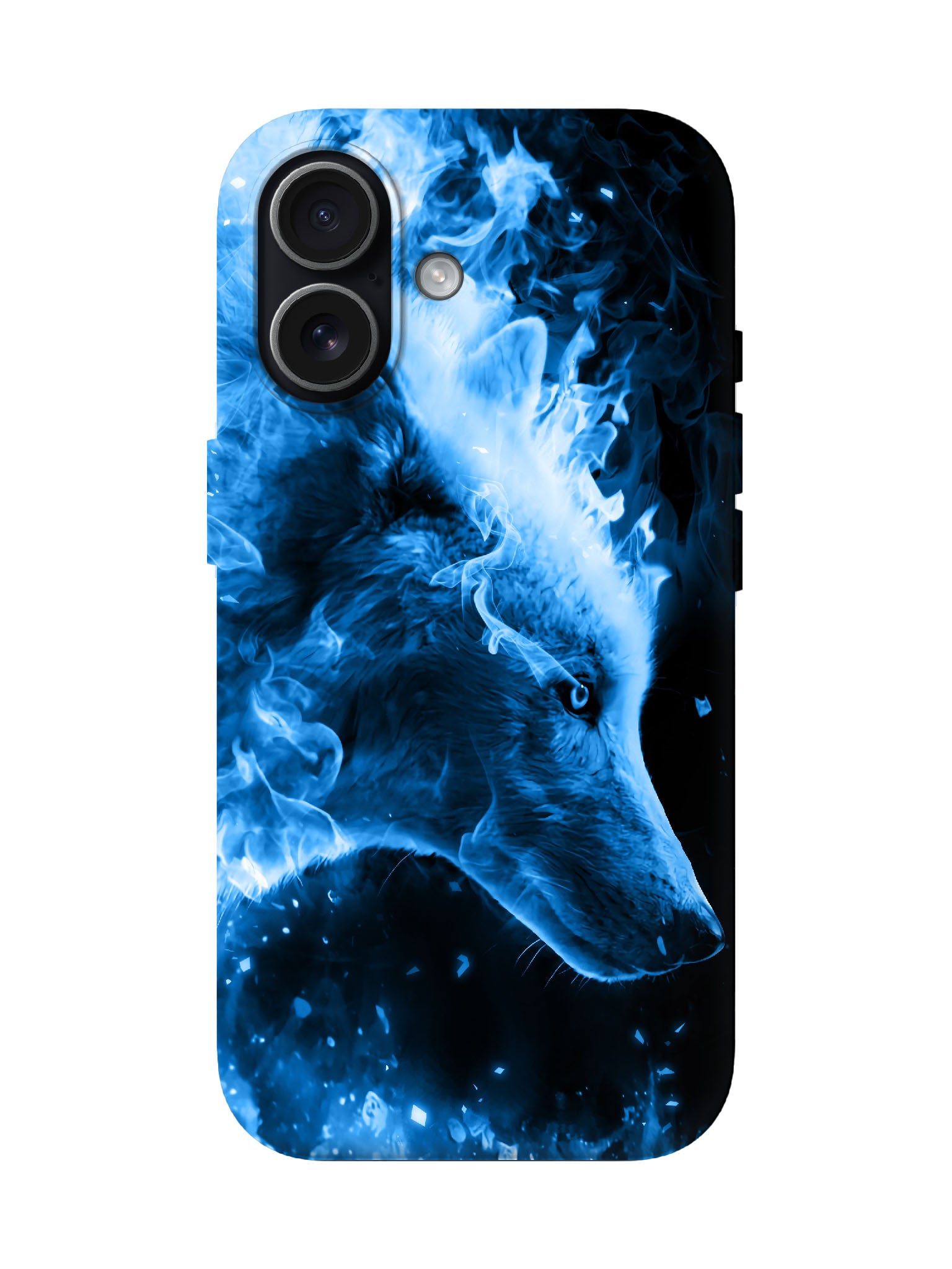 Blue Flame Wolf Edgy Cyberpunk Tough Phone Case