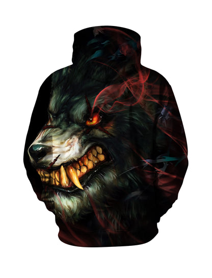 Fierce Wolf 3D All Over Print Hoodie Unisex Streetwear Cotton Blend Soft Comfortable