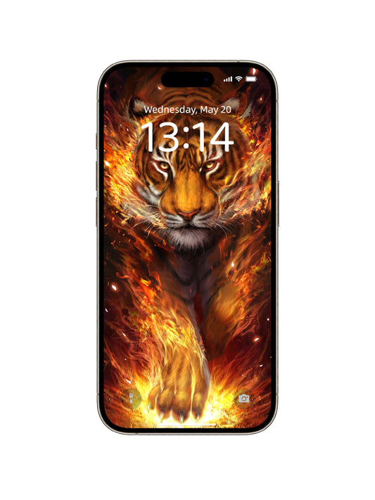 Inferno Tiger Stalk Phone Wallpaper