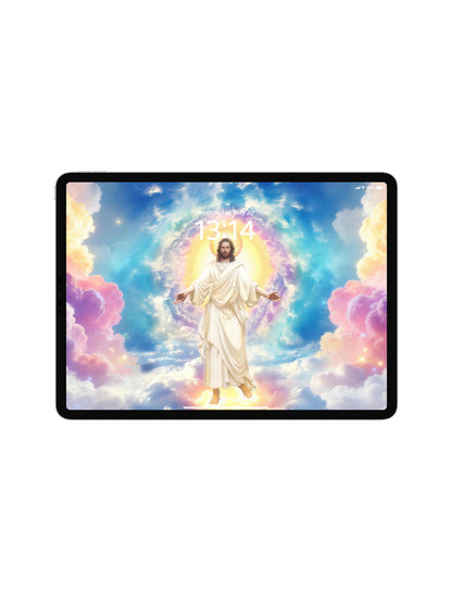 Jesus Open Arms Heavenly Clouds Digital Wallpaper