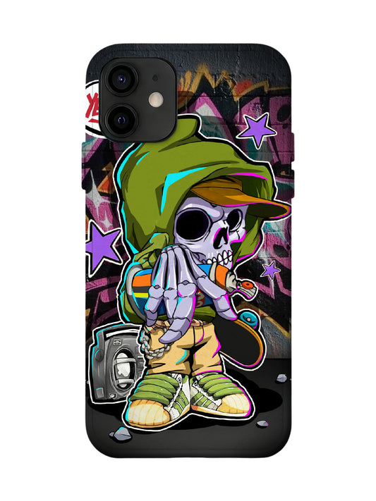 Skull Graffiti Edgy Cyberpunk Tough Phone Case