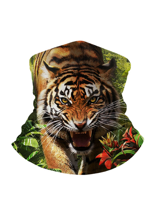 Unisex 3D Roaring Tiger in Jungle Neck Gaiter – Breathable Windproof UV Protection Face Cover