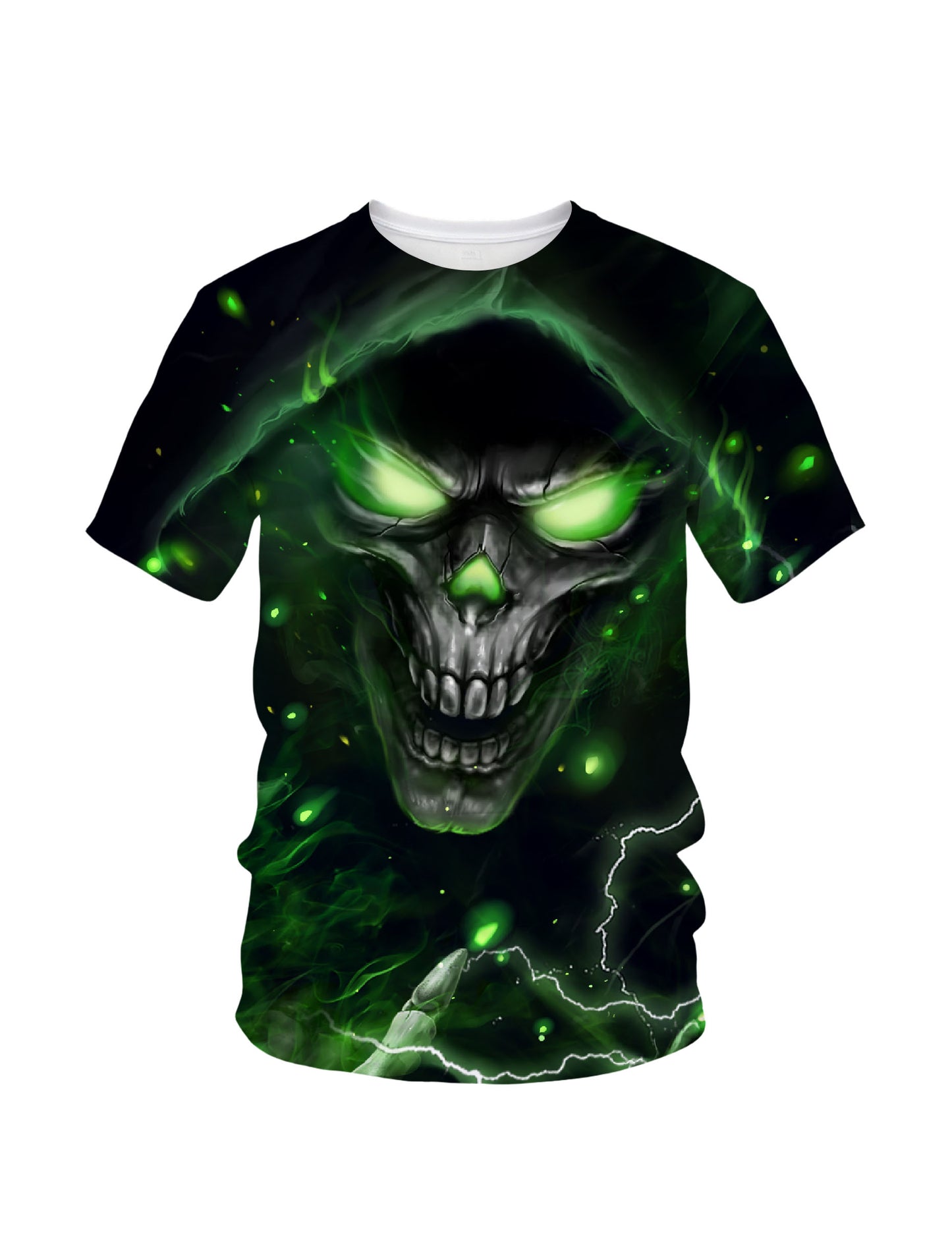 Men Women 3D All Over Print Skull Green Glow T-Shirt Graphic Sweatshirt