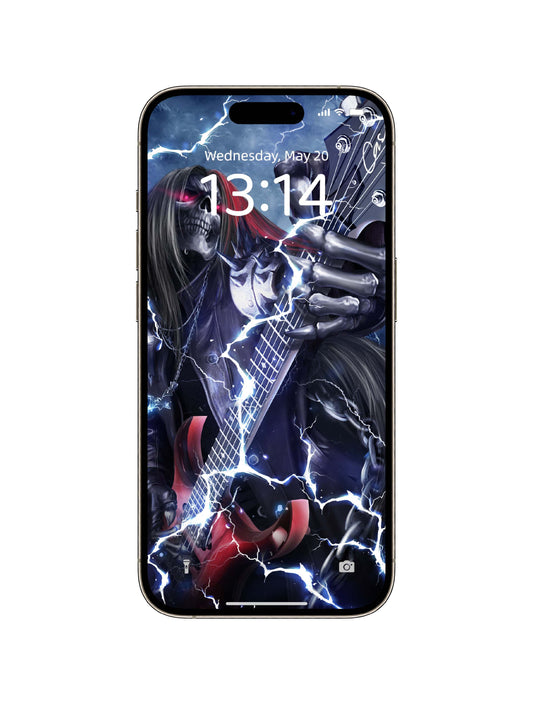 Lightning Skeleton Guitarist Phone Wallpaper