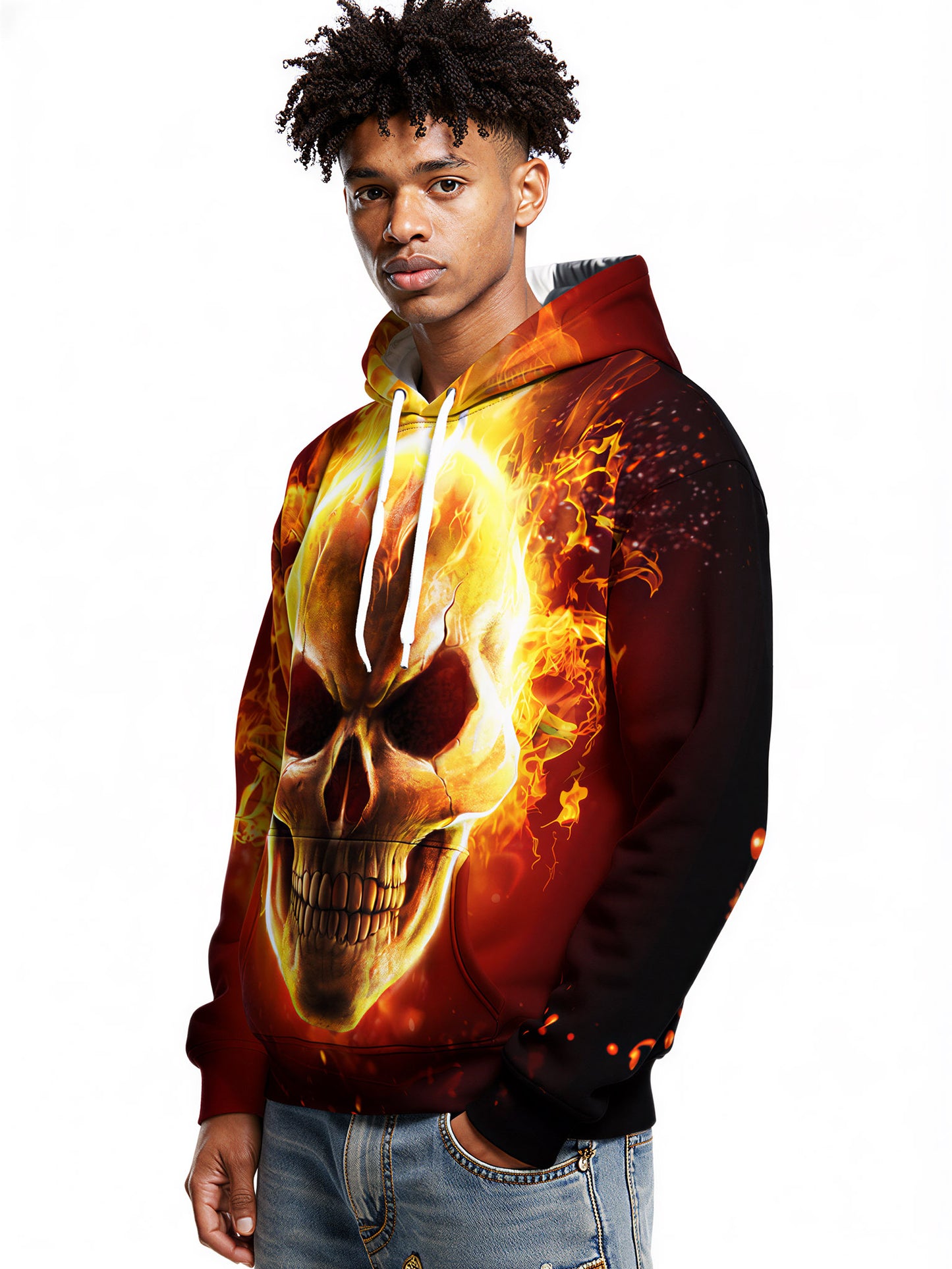 Flaming Skull 3D All Over Print Hoodie for Men Women Punk Streetwear Fashion
