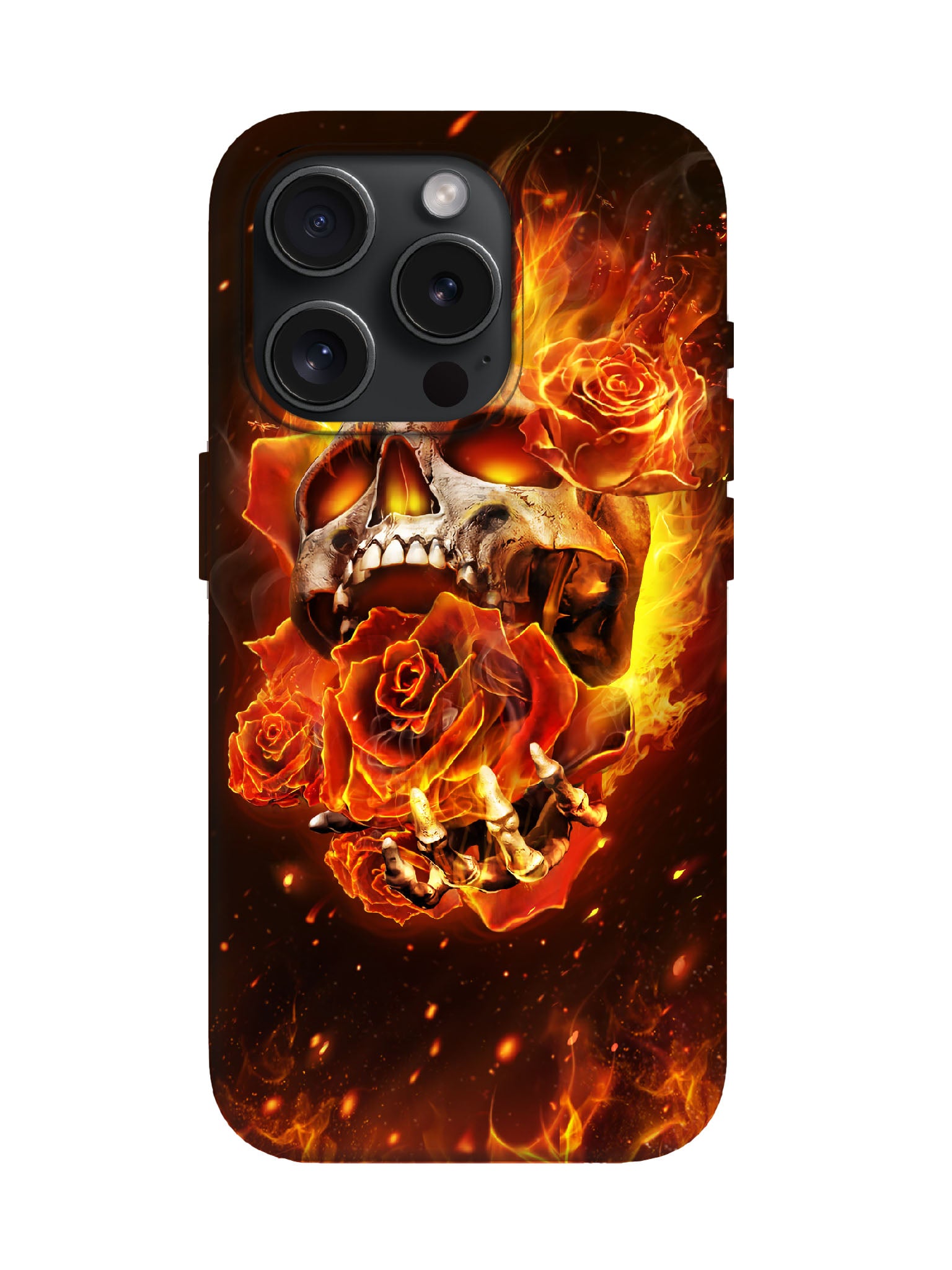 Skull and Roses Flame Edgy Tough Phone Case