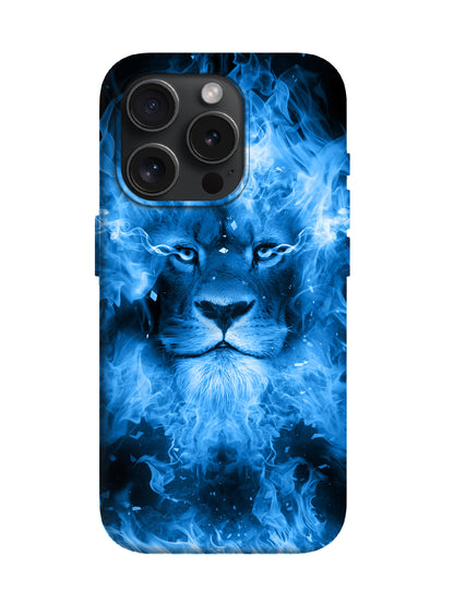 Blue Flame Lion Edgy Cyberpunk Tough Phone Case