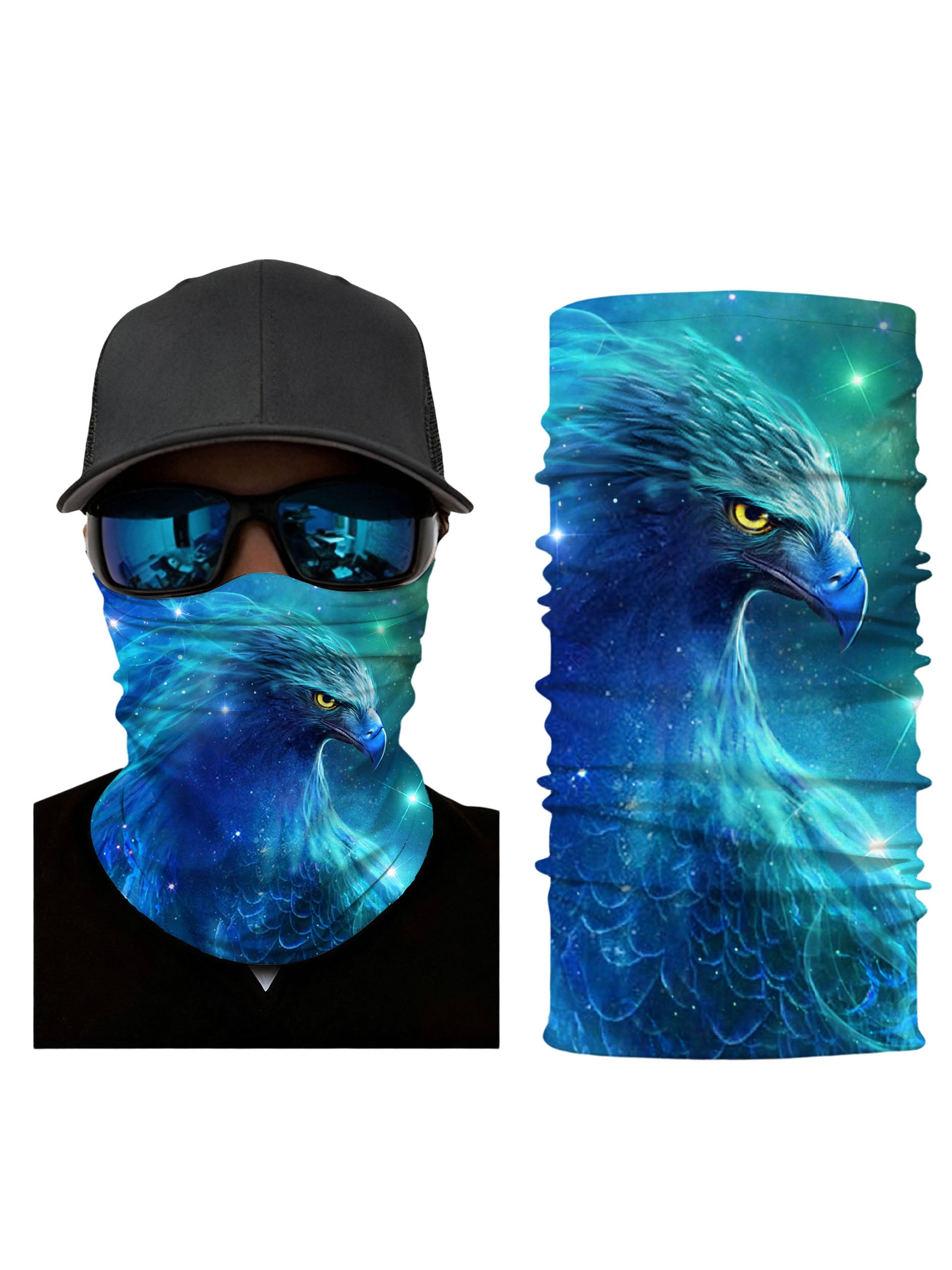 Tube Face Mask with 3D all over print galaxy nebula eagle design, Aesthetic style, unisex breathable fabric for outdoor sports and daily wear