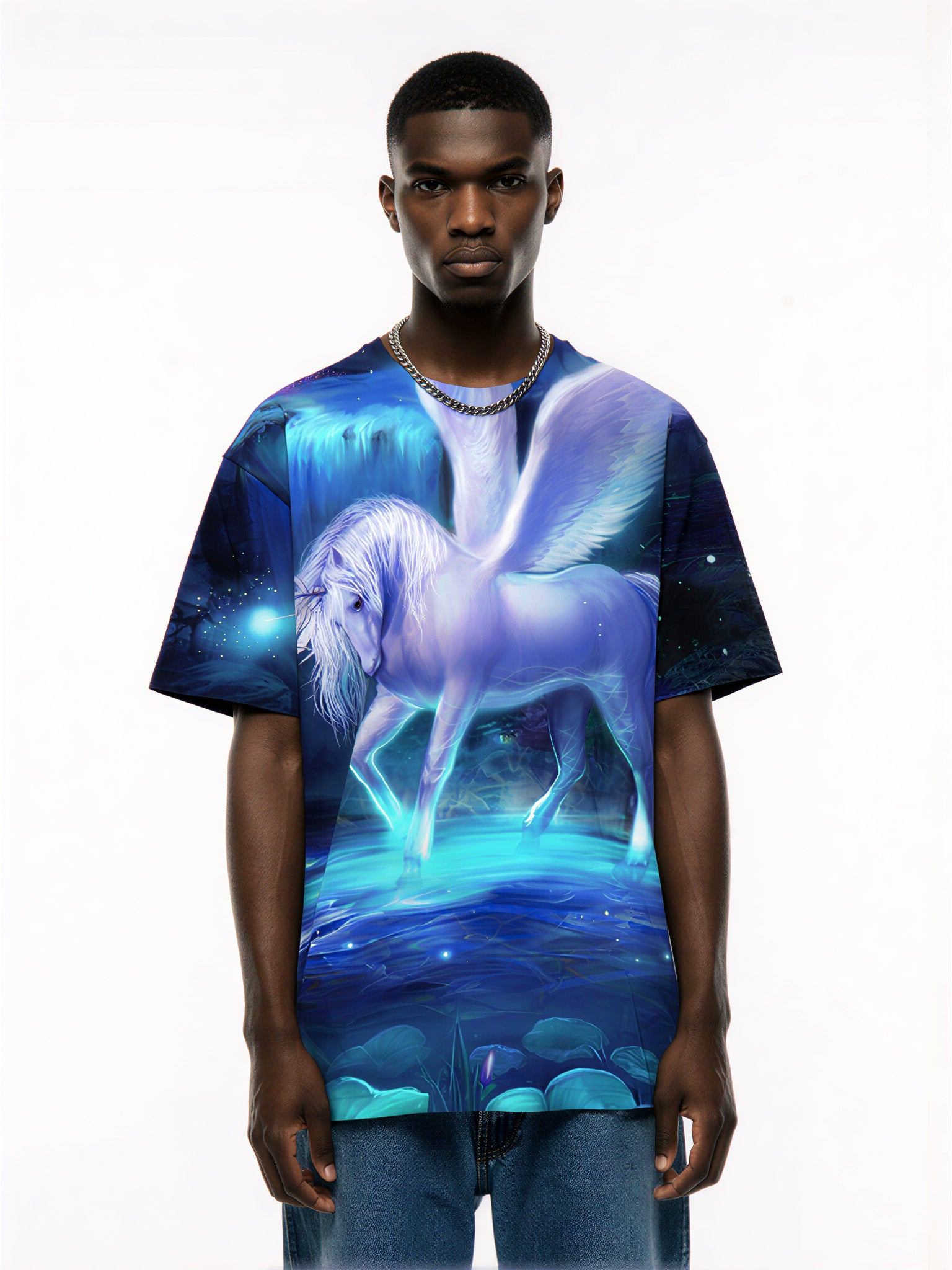 3D All Over Print Unicorn T-Shirt for Men Women Fantasy Glow-in-Dark Design