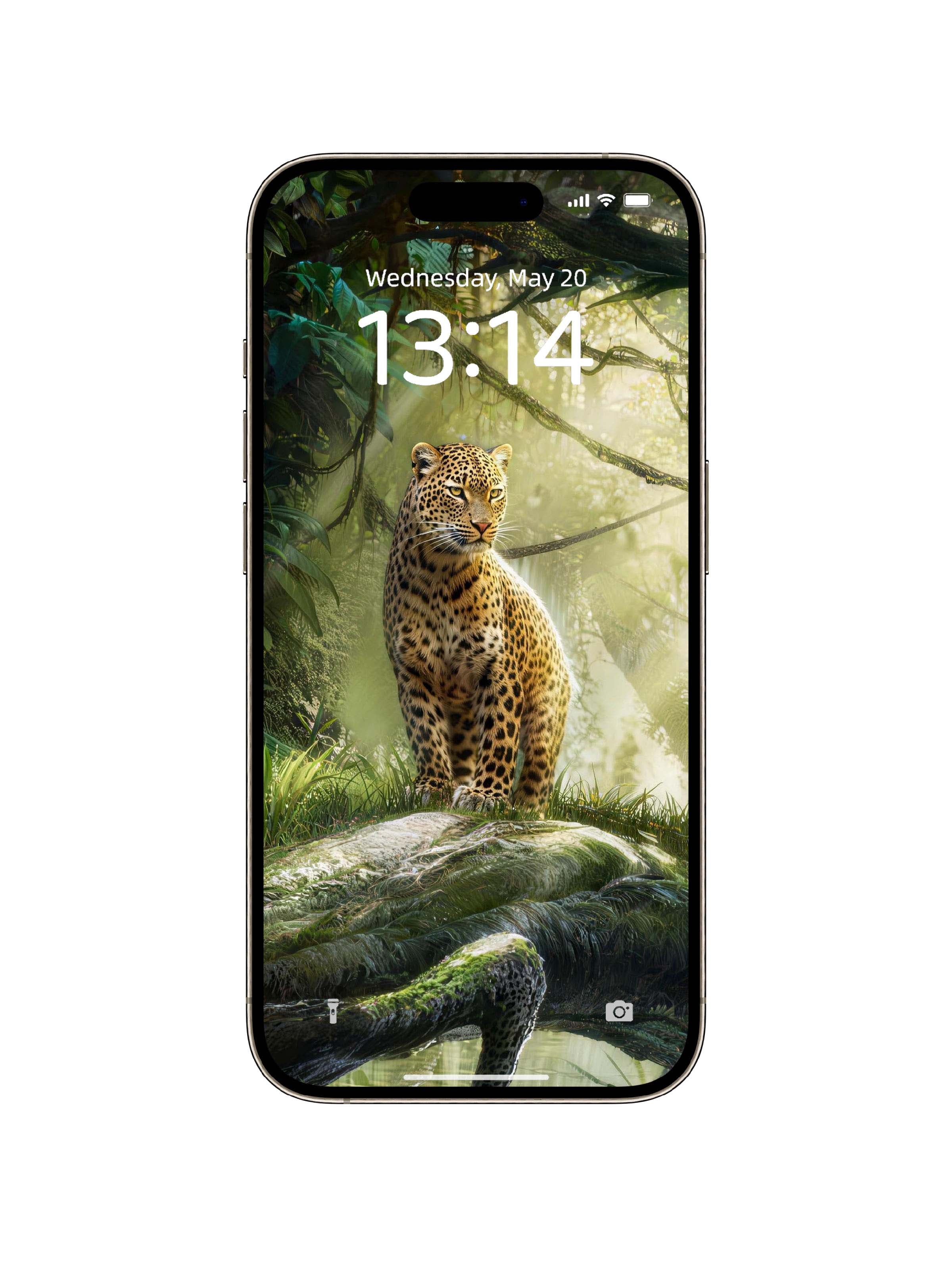 Rainforest Standing Leopard Digital Wallpaper