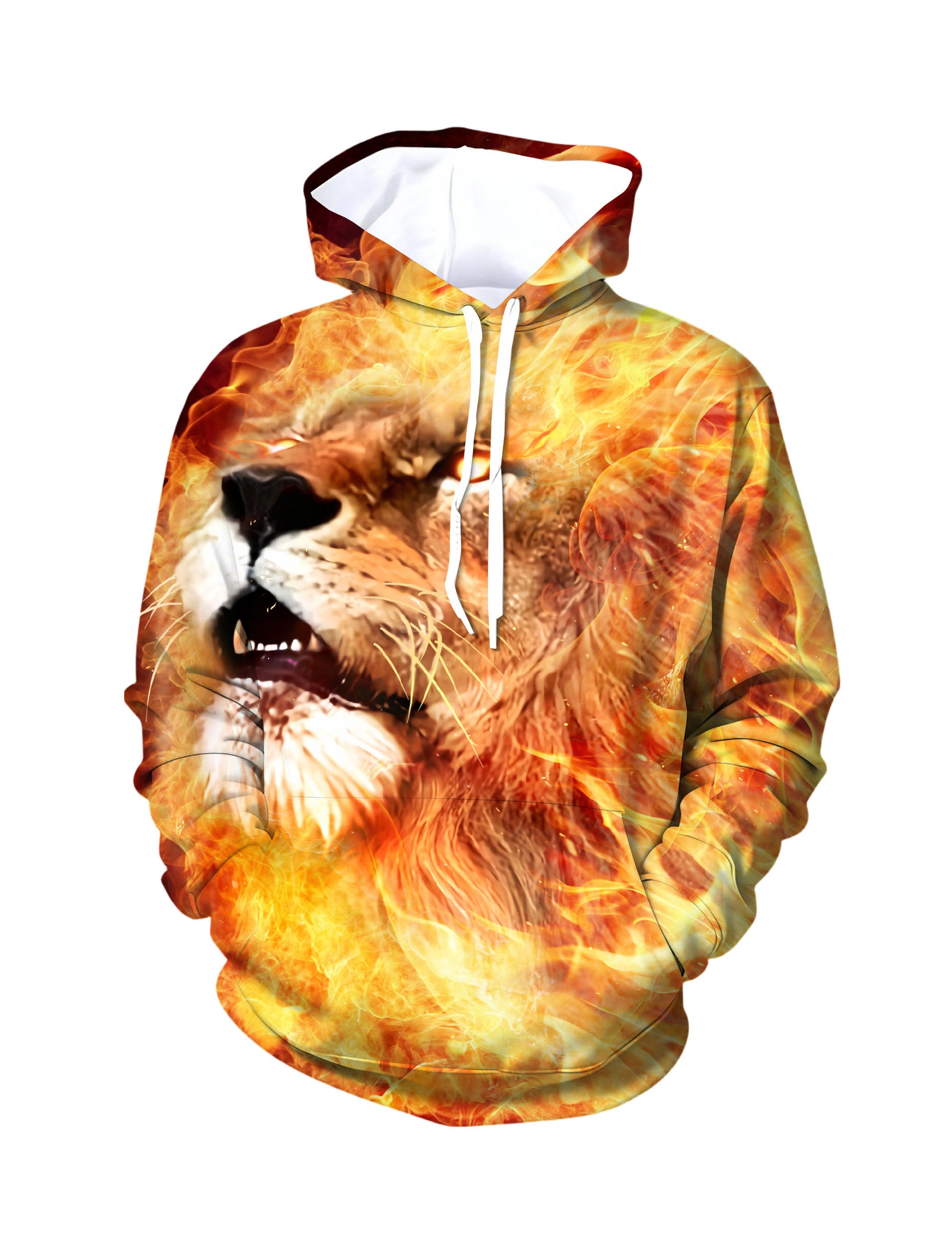Golden Flame Lion 3D Print Hoodie | Streetwear Oversized Pullover