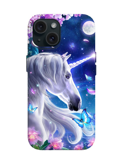 Unicorn with Butterflies and Moonlight Edgy Statement Phone Case