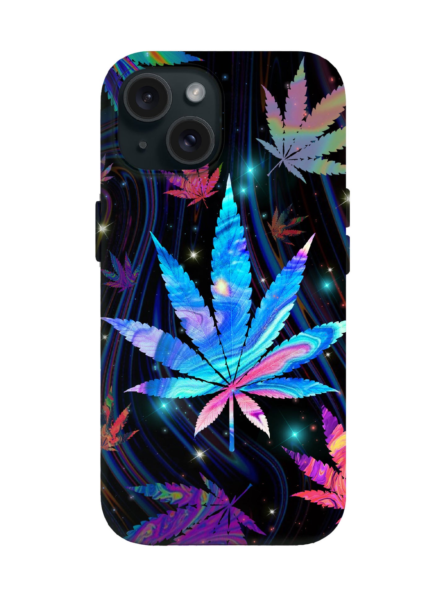 Neon Cannabis Leaf Cyberpunk Slim Phone Case