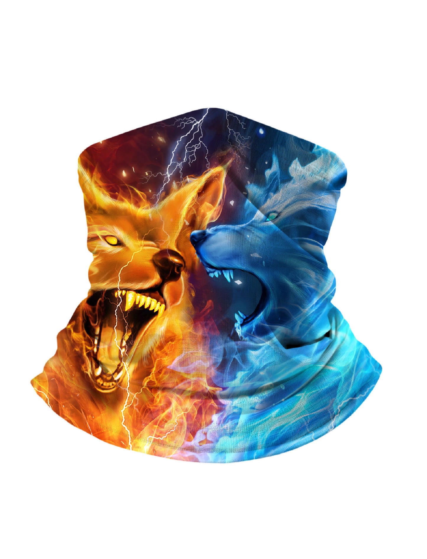 3D All Over Print Fire & Ice Wolf Dual Face Design, Streetwear Aesthetic, Soft Cotton Blend, Loose Fit for Men and Women