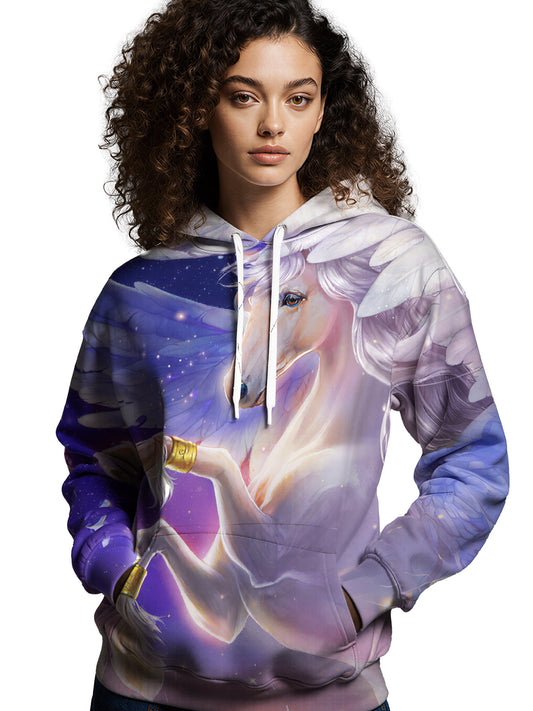 3D All Over Print Pegasus Hoodie for Men Women, Fantasy Galactic Horse Design Unisex Sweatshirt