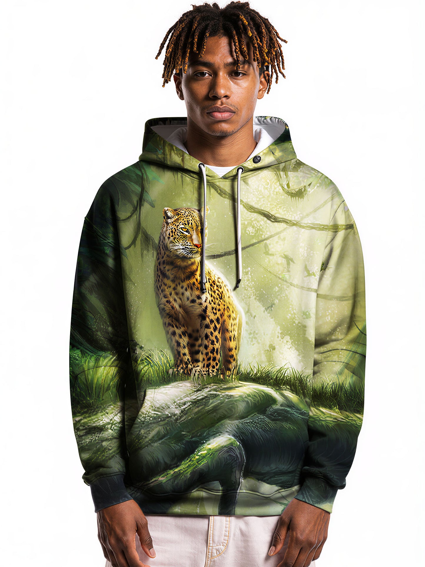 Leopard Jungle 3D All Over Print Hoodie for Men Women, Wild Animal Graphic Pullover Sweatshirt
