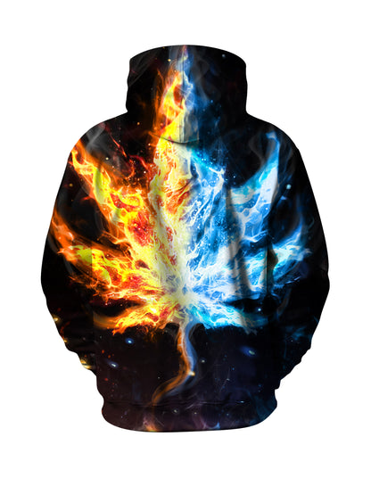 3D Unisex Fire & Ice Split Cannabis Leaf Hoodie