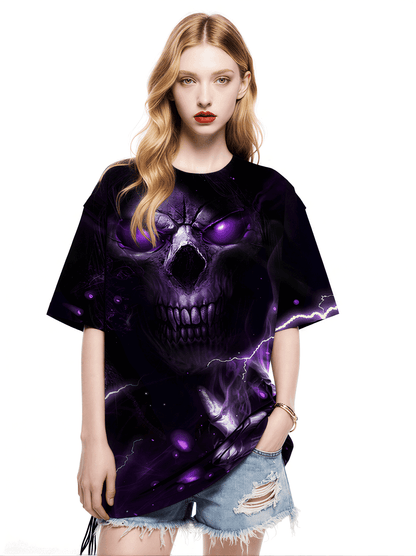 Men Women 3D All Over Print Skull Lightning T-Shirt Gothic Streetwear Graphic Sweatshirt