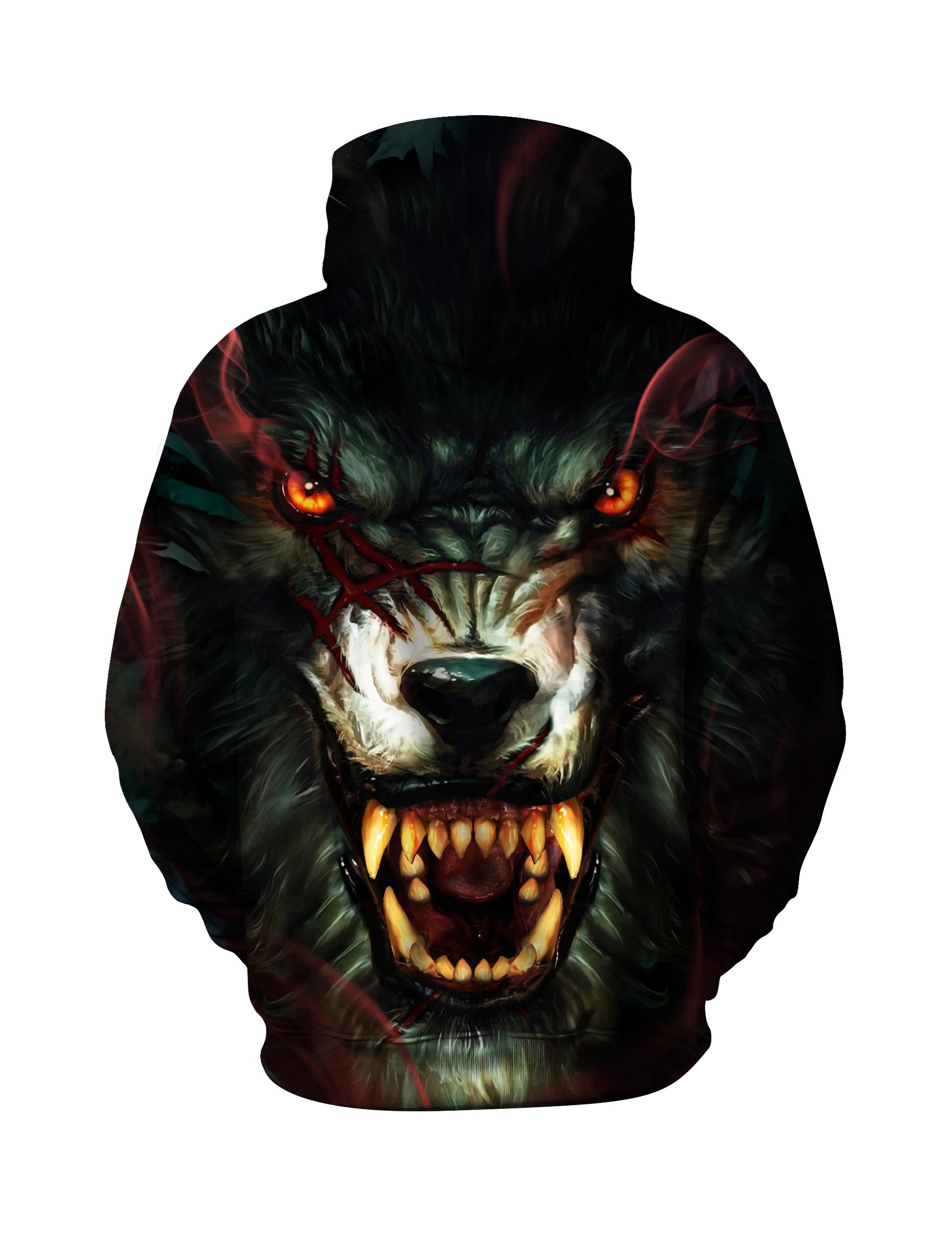 3D All Over Print Fierce Blood Wolf Hoodie Unisex Streetwear Cotton Blend