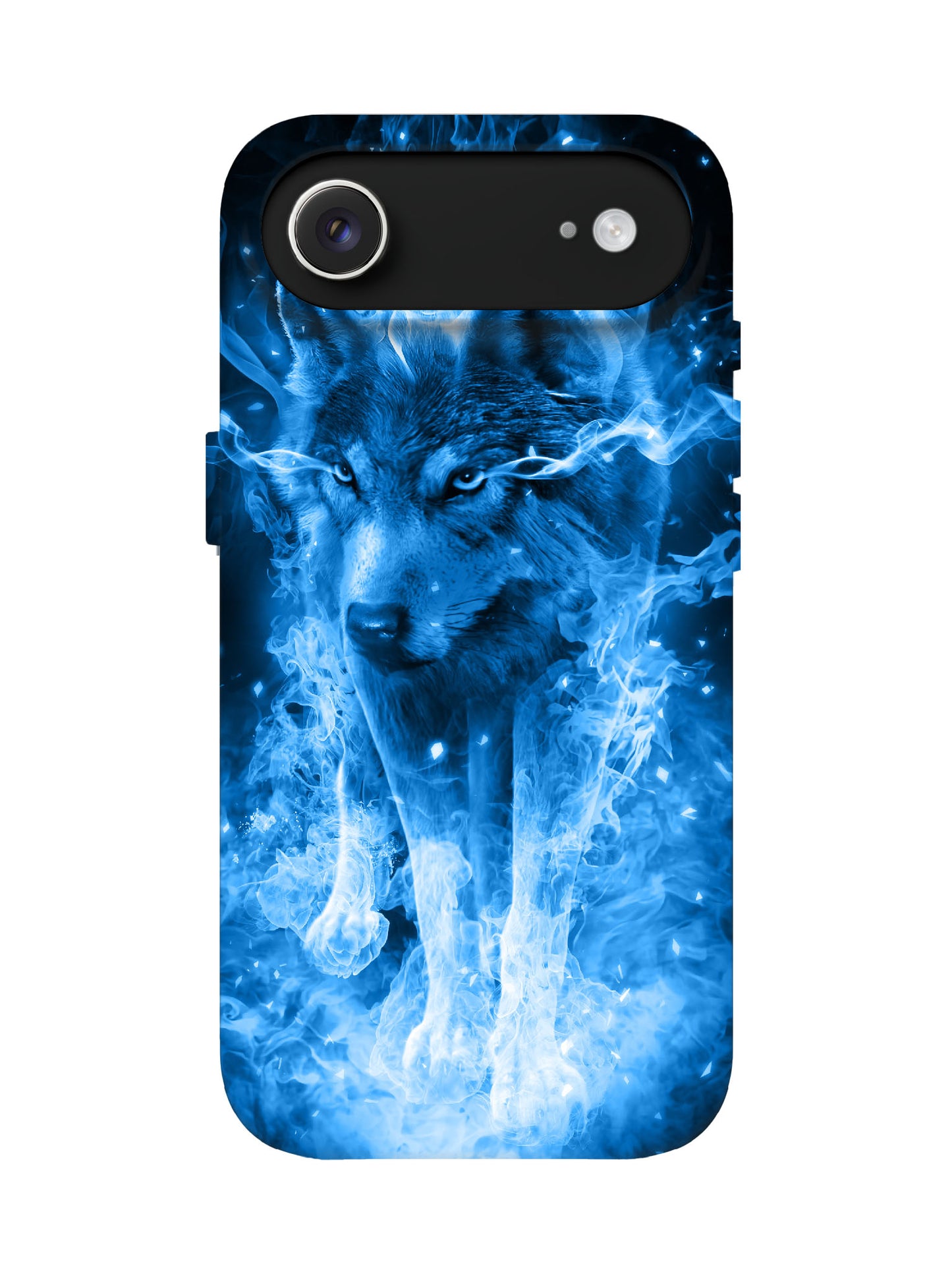 Blue Flame Wolf Edgy Cyberpunk Tough Phone Case